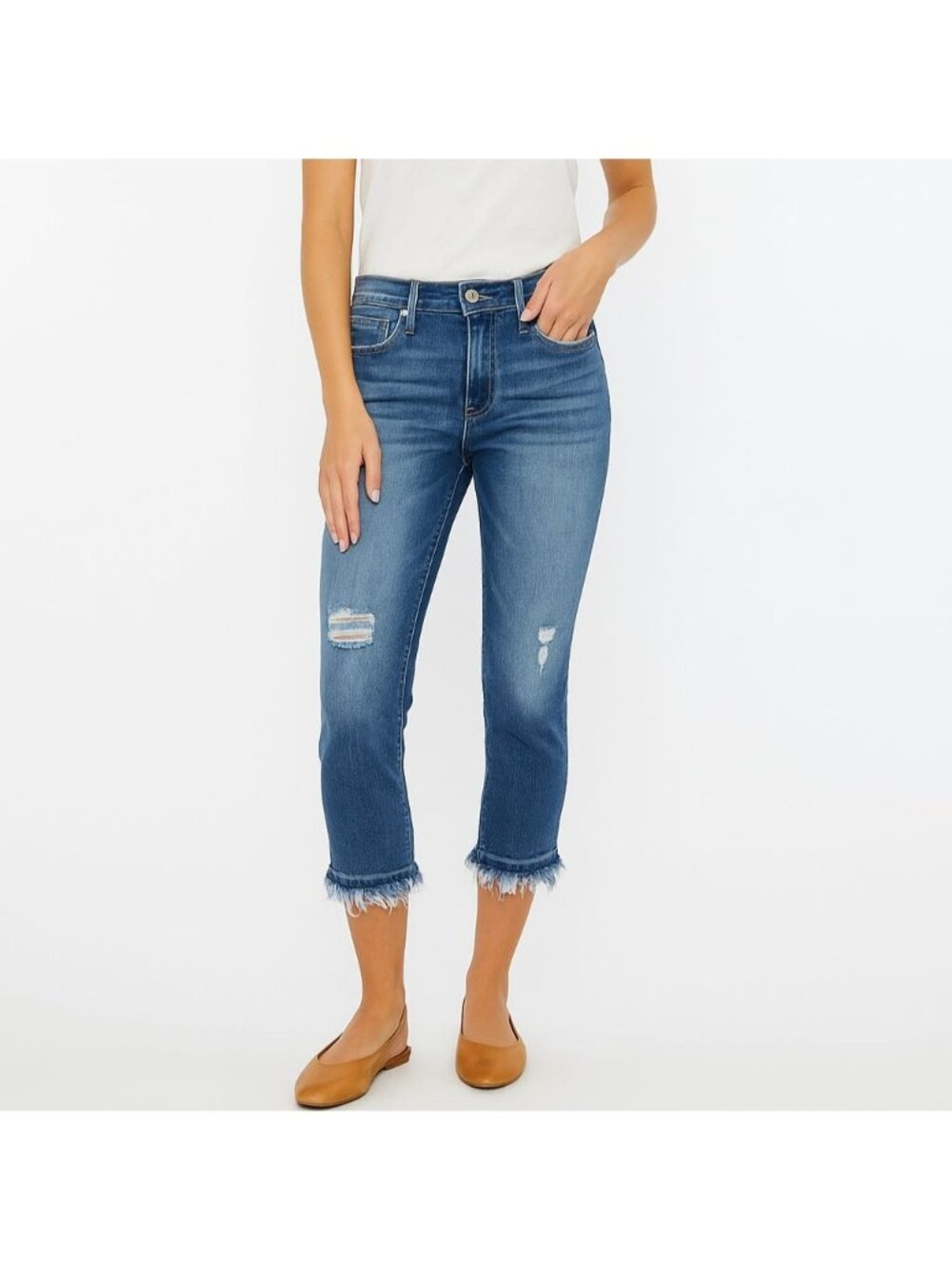 KanCan Womens Camila Ankle Skinny Jeans Fringe Hem Stretch Denim Size 3 | 25